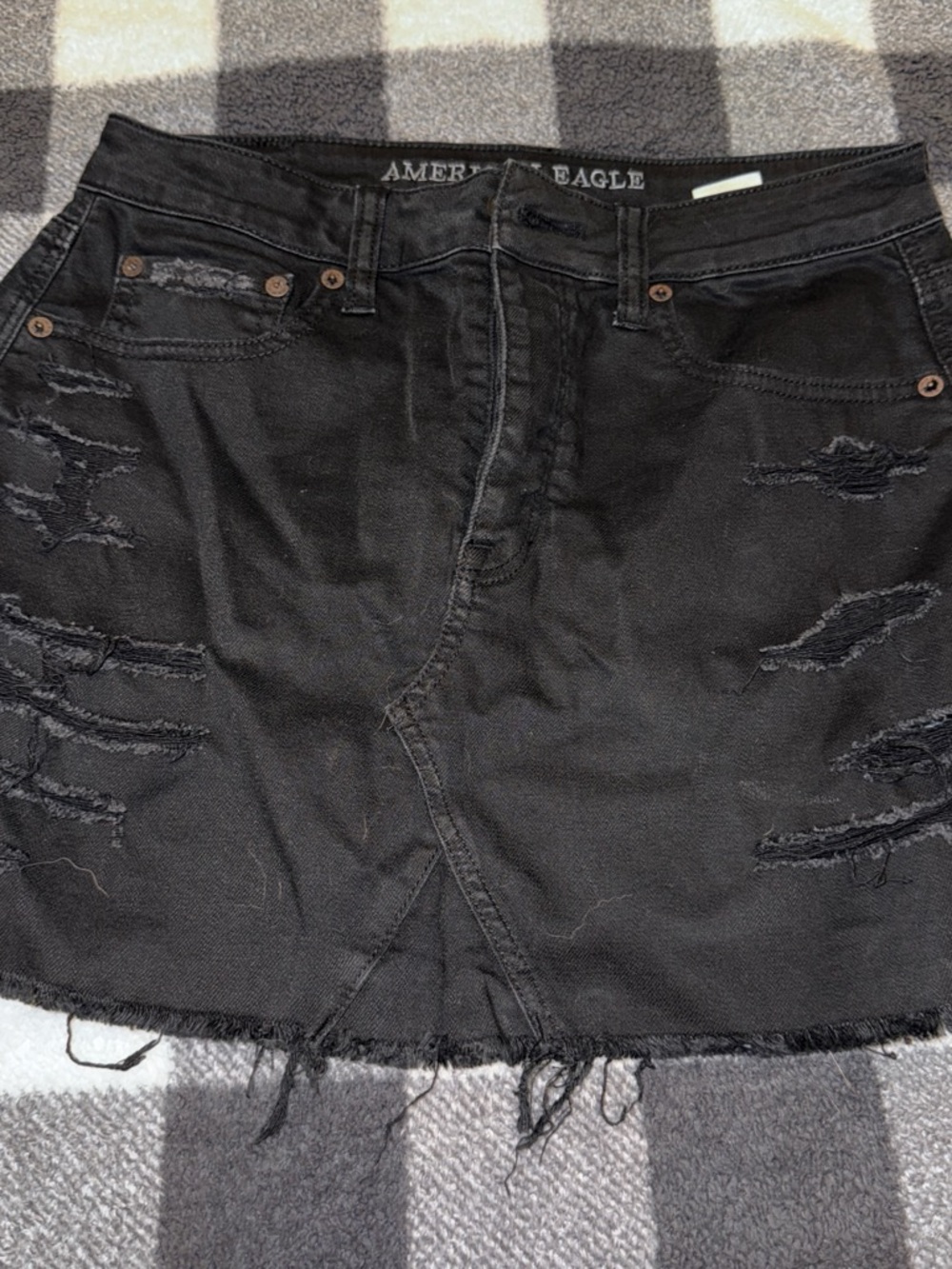 American Eagle Outfitters Black Distressed Mini Skirt